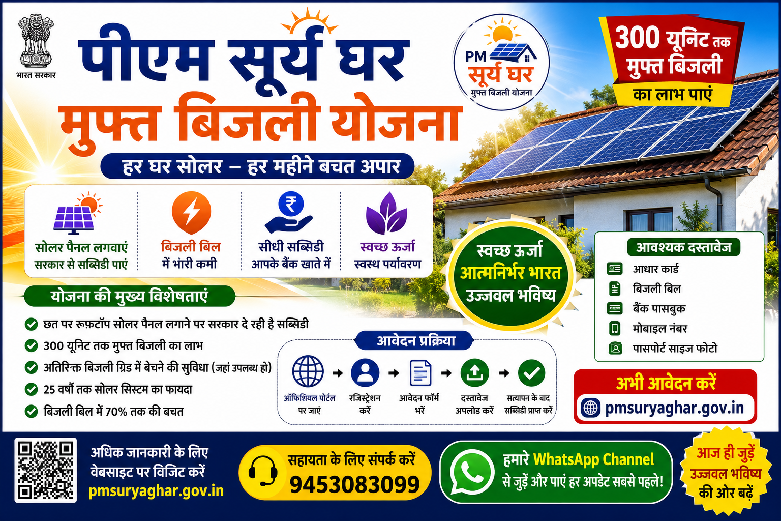 PM Surya Ghar Muft Bijli Yojana 2026: ऑनलाइन आवेदन, पात्रता, सब्सिडी, आवश्यक दस्तावेज और पूरी जानकारी