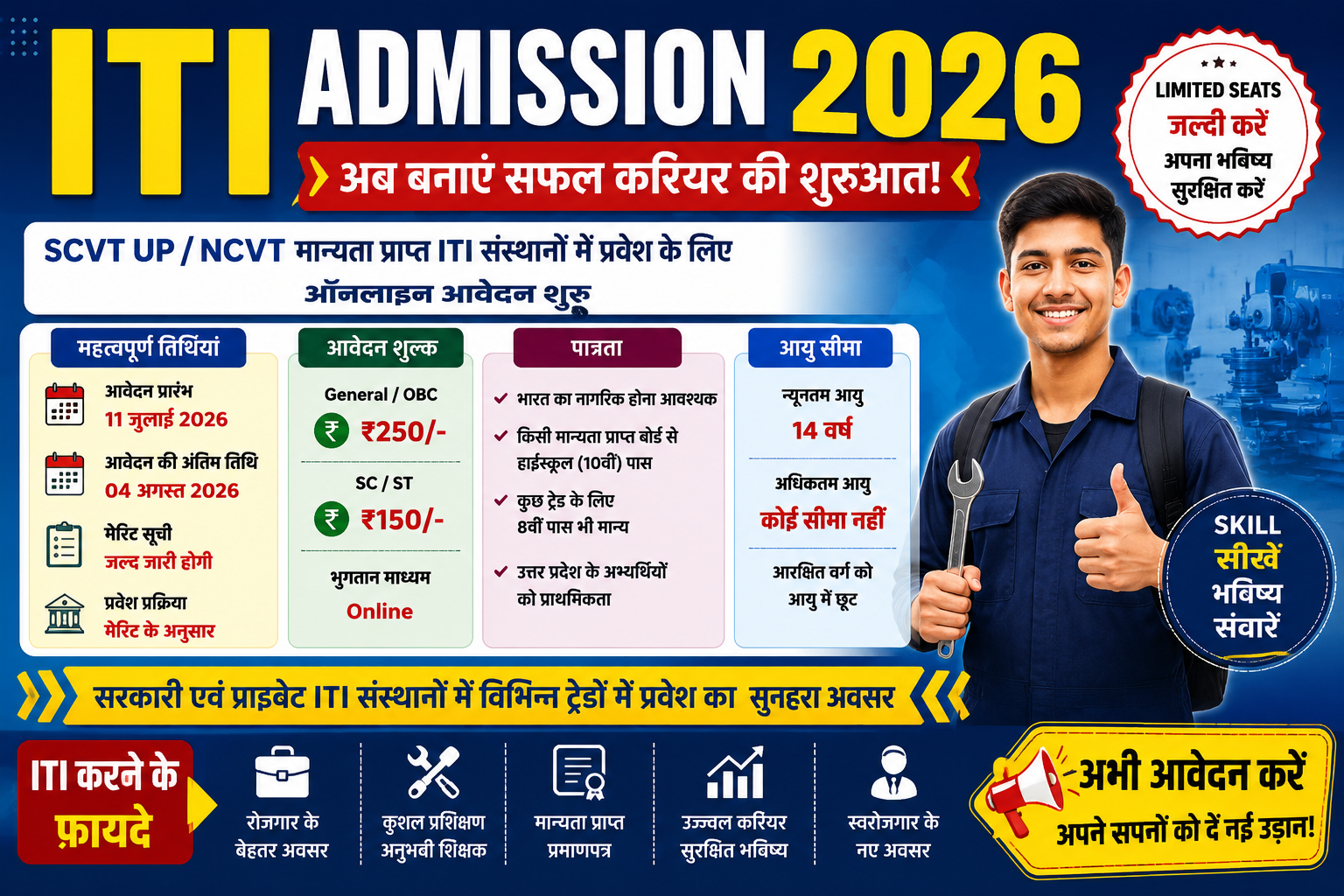 UP ITI Admission 2026 Online Form | यूपी आईटीआई एडमिशन 2026 आवेदन शुरू